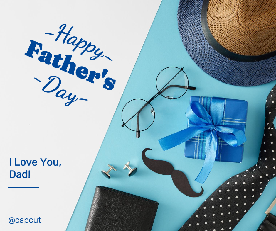 Saludo Feliz Día Del Padre Tema Azul De Facebook