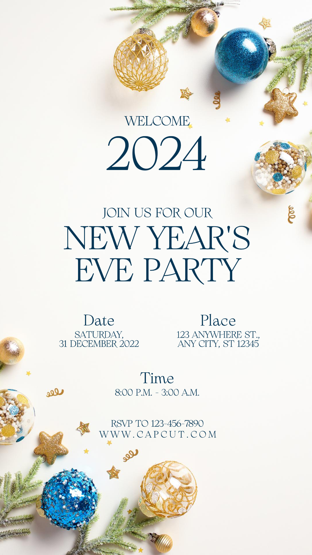 Invitation à la fête du Nouvel An Histoire Instagram