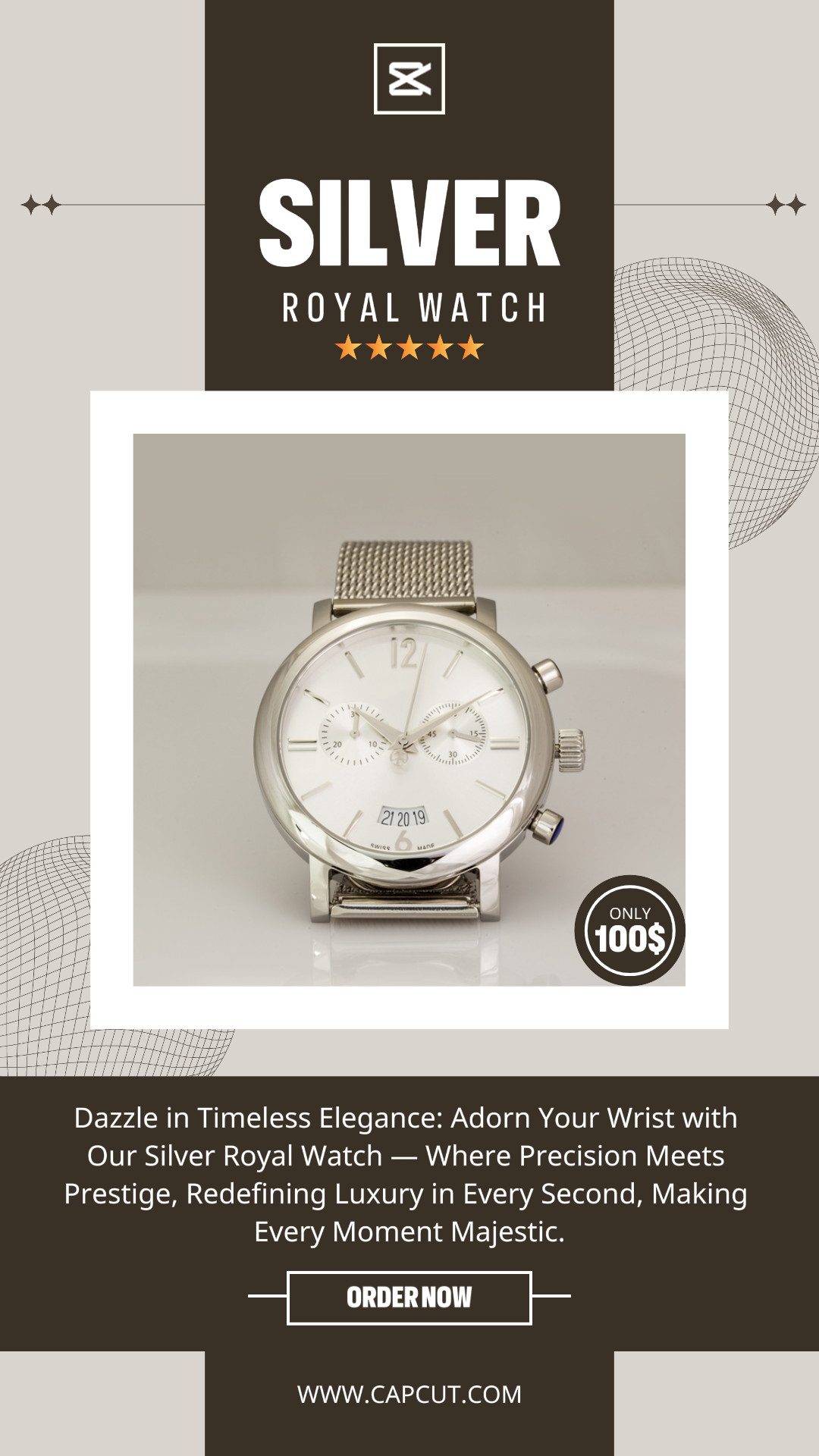 Silver Royal Watch Product Display Instagram Story