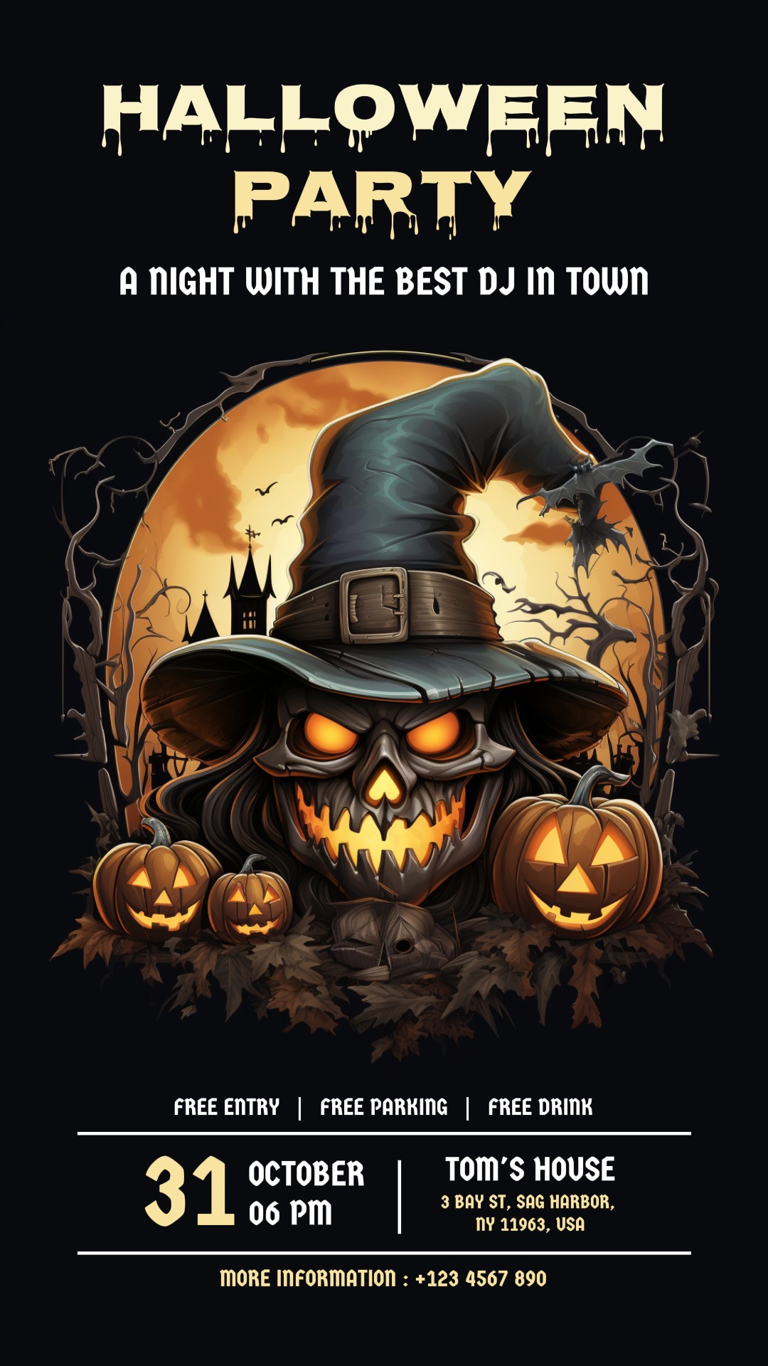 Halloween-Party-Einladung für Instagram-Post