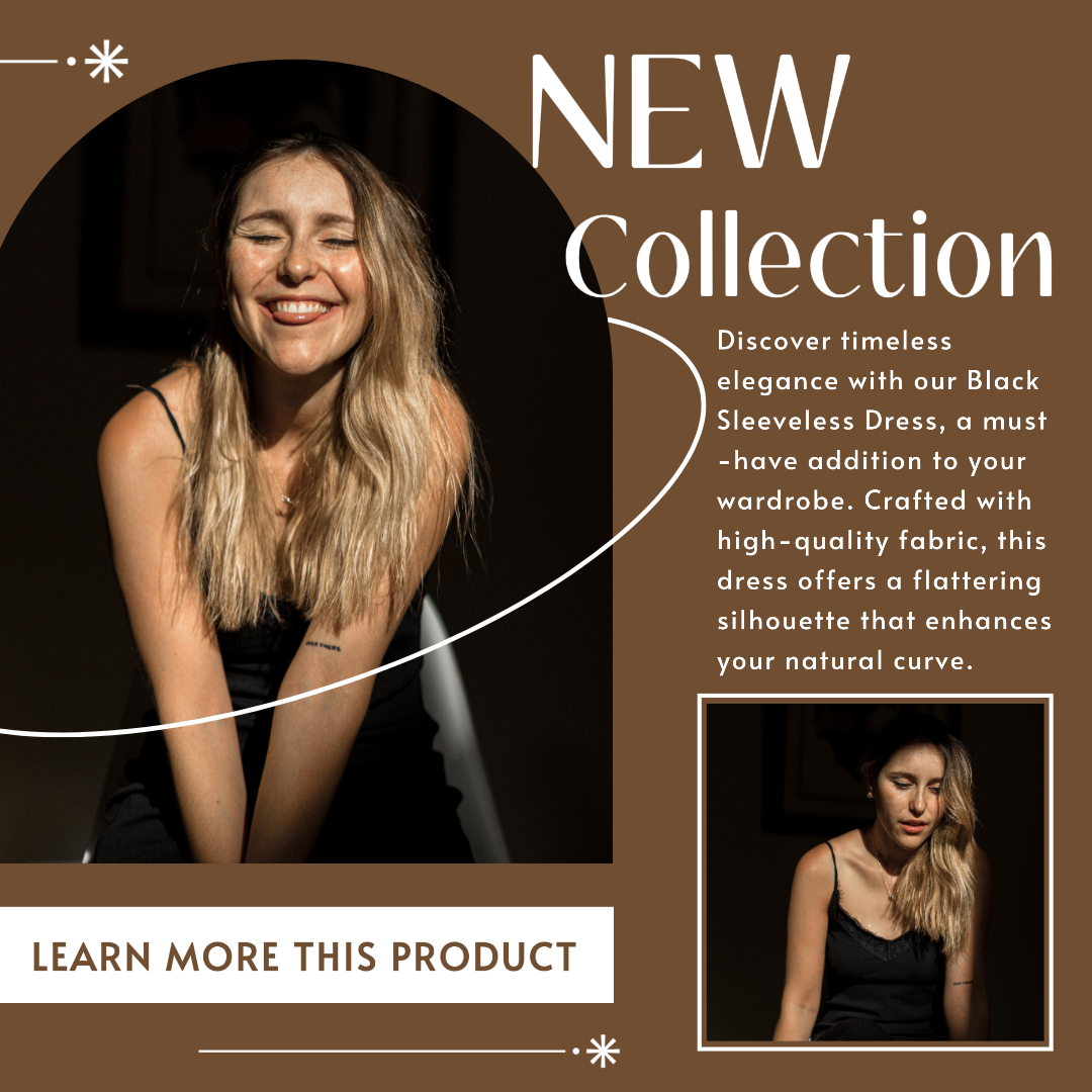 minimalist collage marketing poster instagram post Clothing and shoes sleveless dress new collection