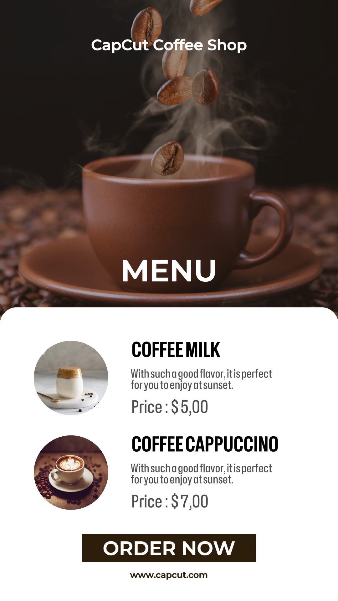 Menu Coffee Shop Promotion for Instagram Story