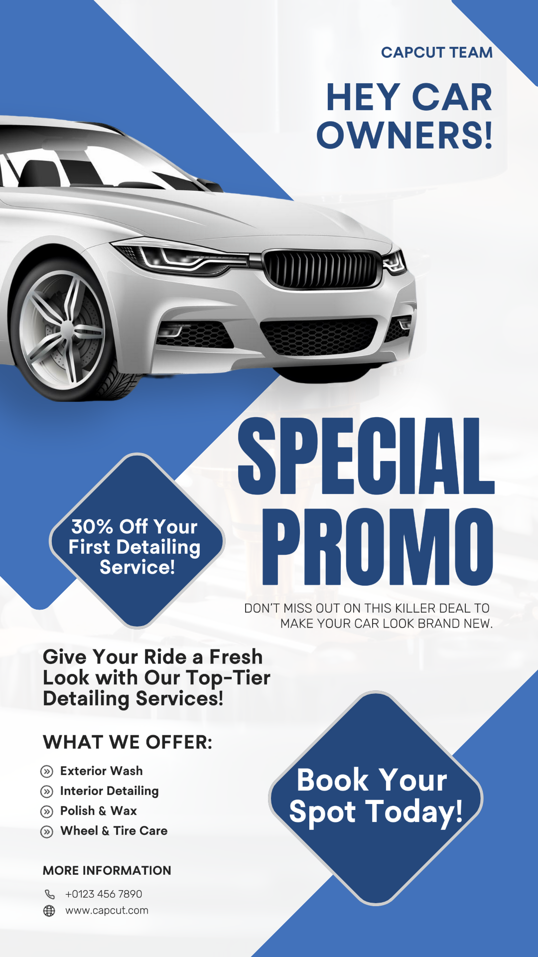 Cartel de marketing de coches Promoción de detalles de coches Historia de Instagram Estilo moderno