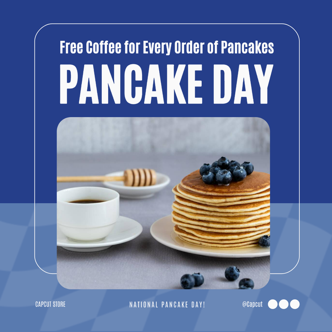 Hari Pancake Makanan / Restoran Promo Biru