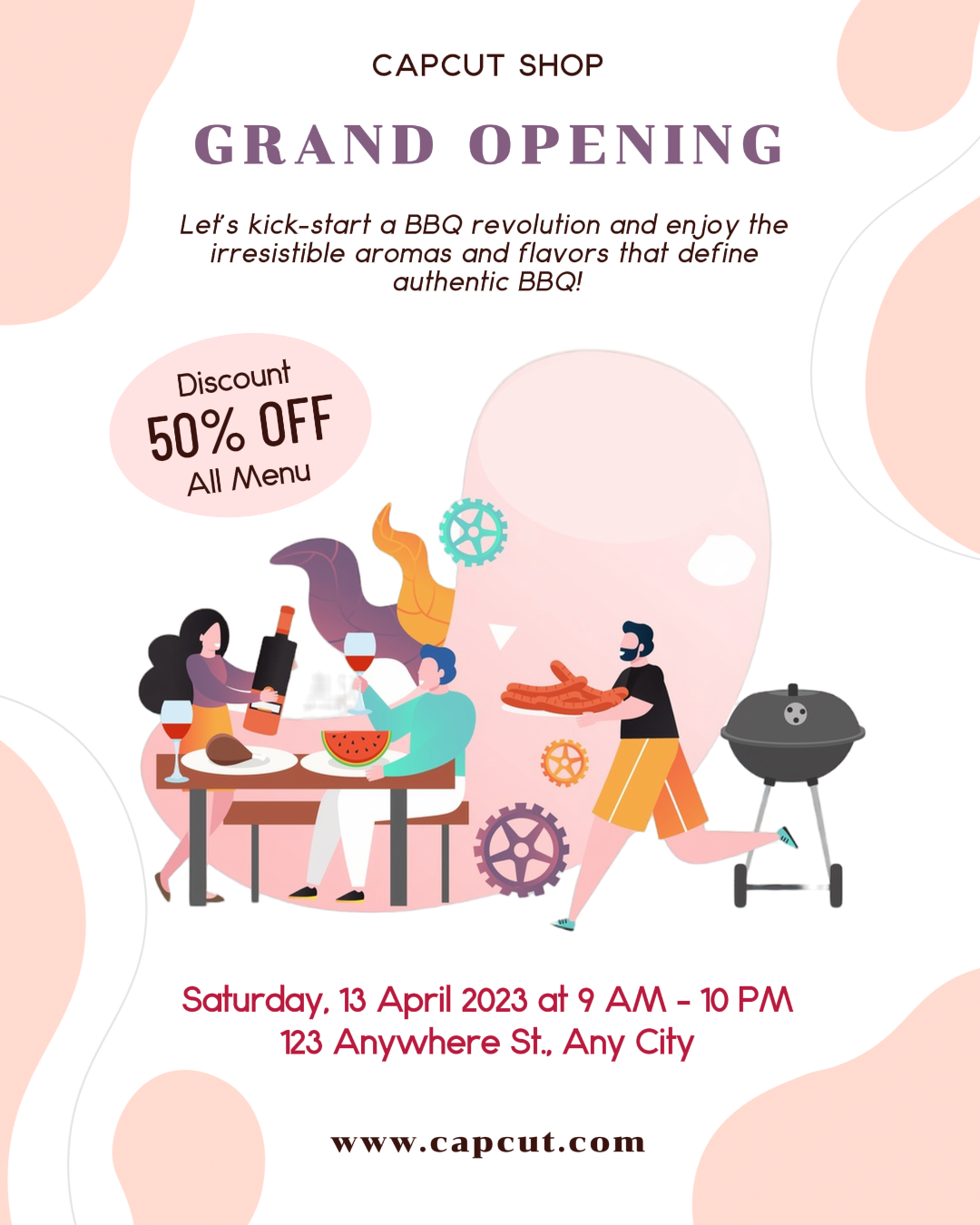 Food Barbecue Restaurant Grand Opening Instagram Portrait