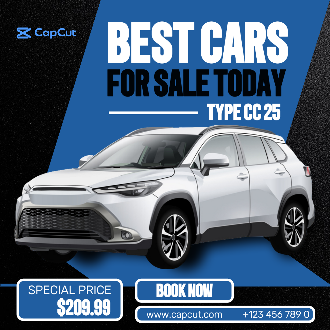 Autos, Car Sale Design mit Preis, modernes Schwarz und Blau, Instagram Post