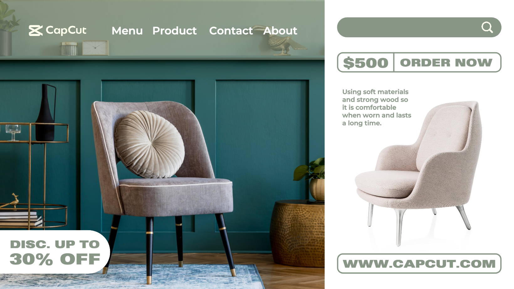 Minimalist Shop Chair Promotion page