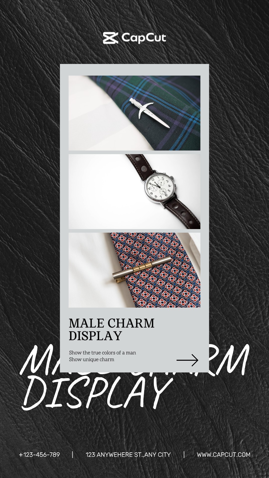 Relógio de jóias e clipe de gravata Exibição minimalista