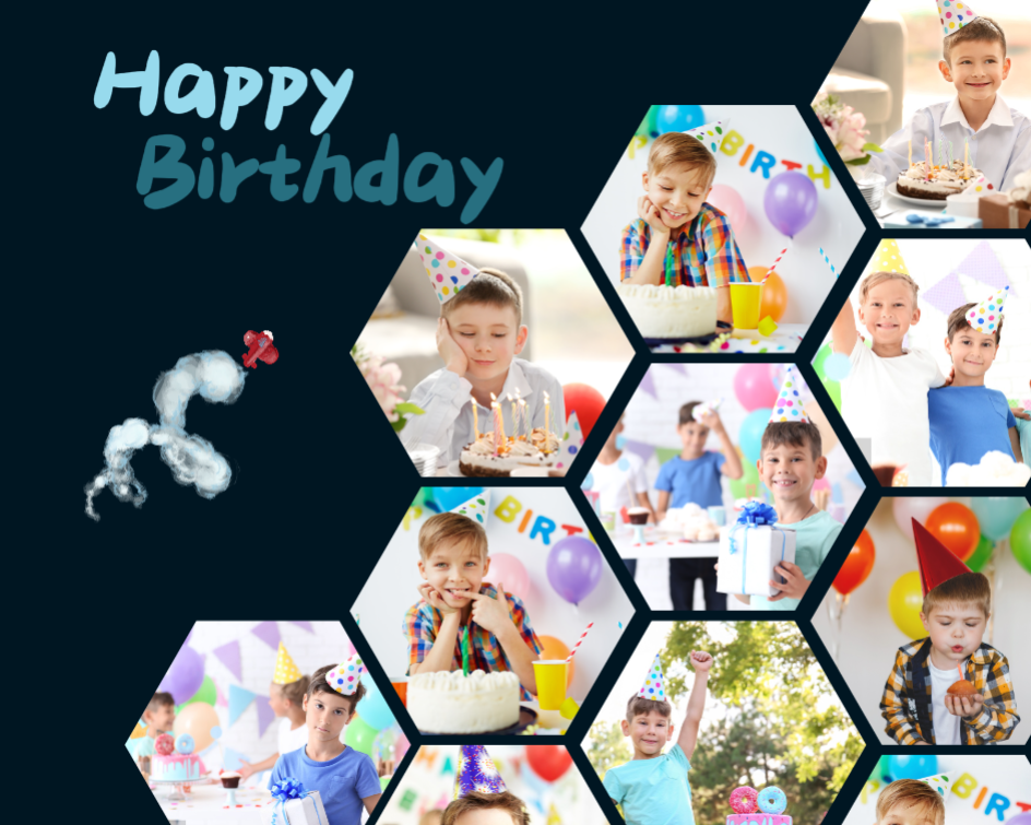 Colagem de fotos sem marketing feliz aniversário