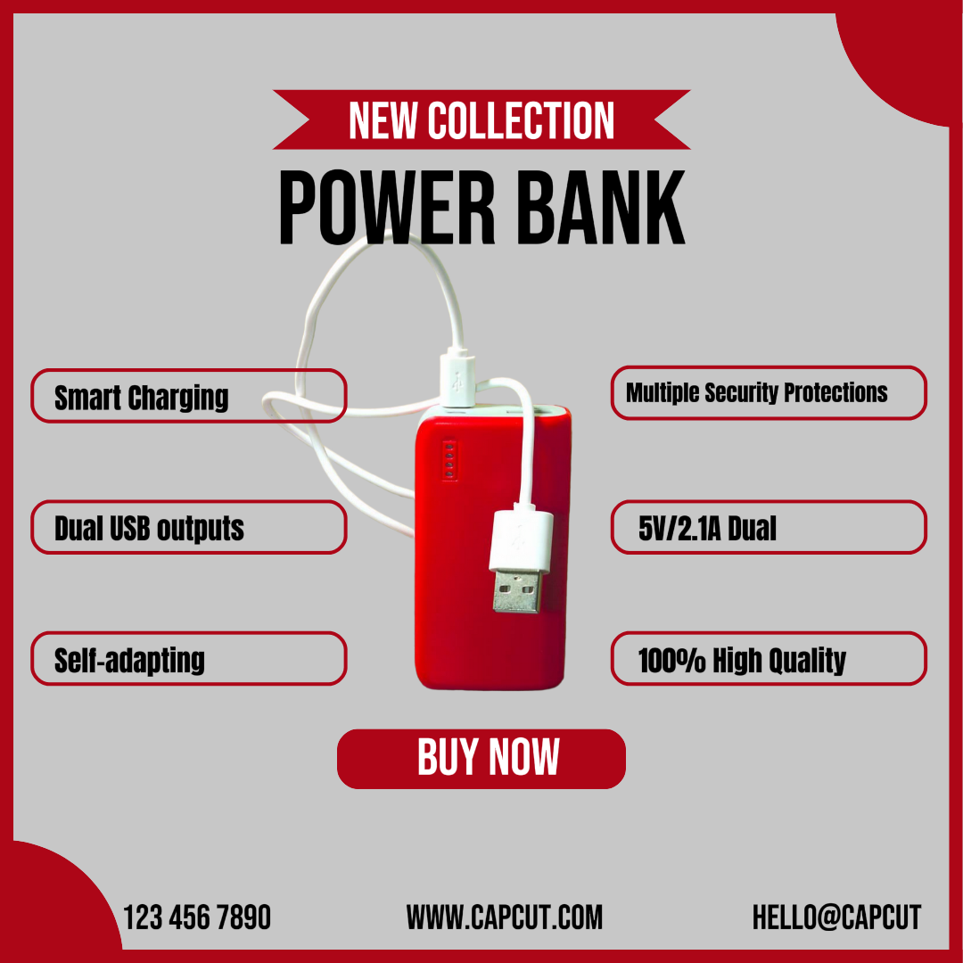 Power Bank Electronic products Instagram Post Red Minimalist