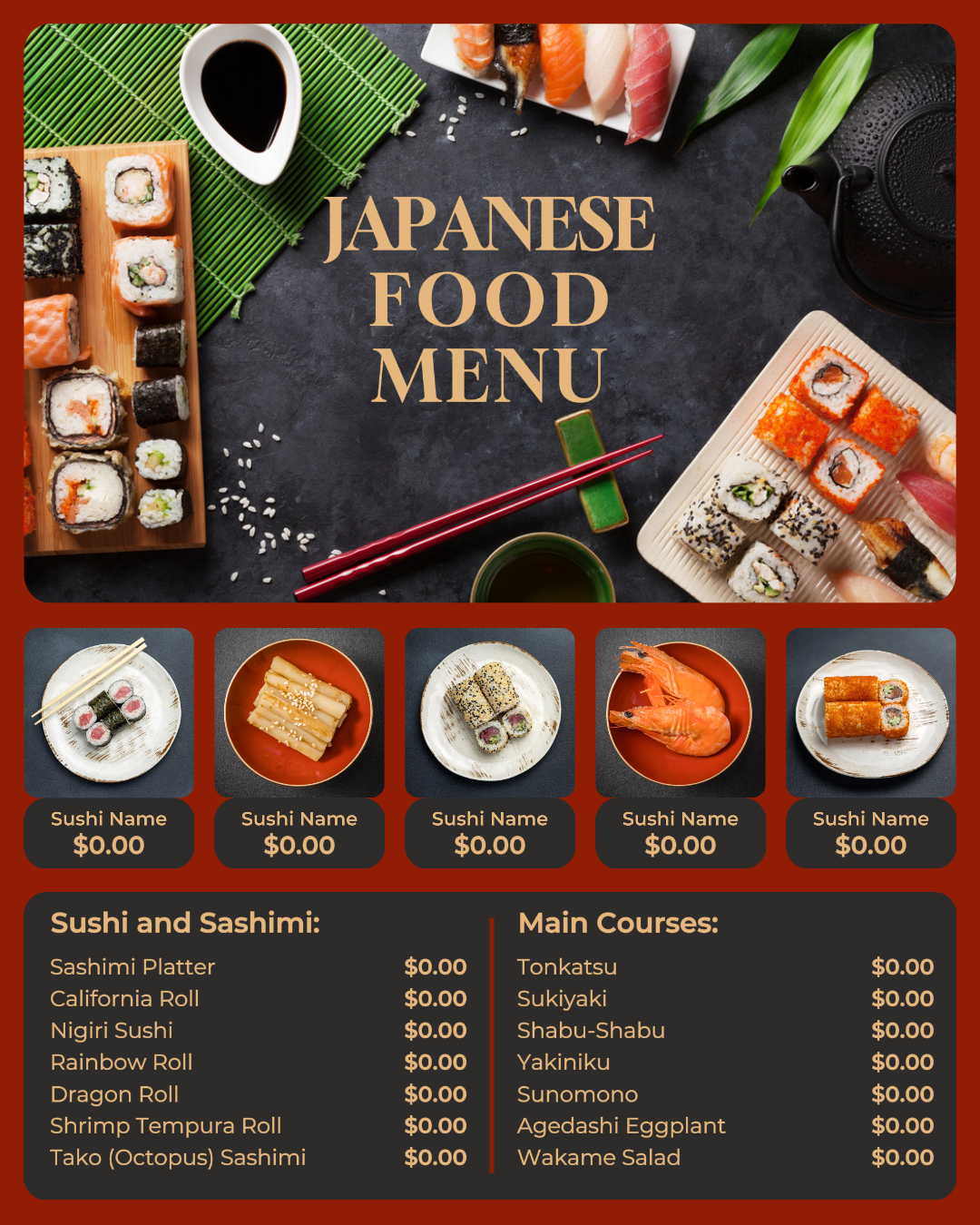 Instagram-Post über japanische Speisekarten