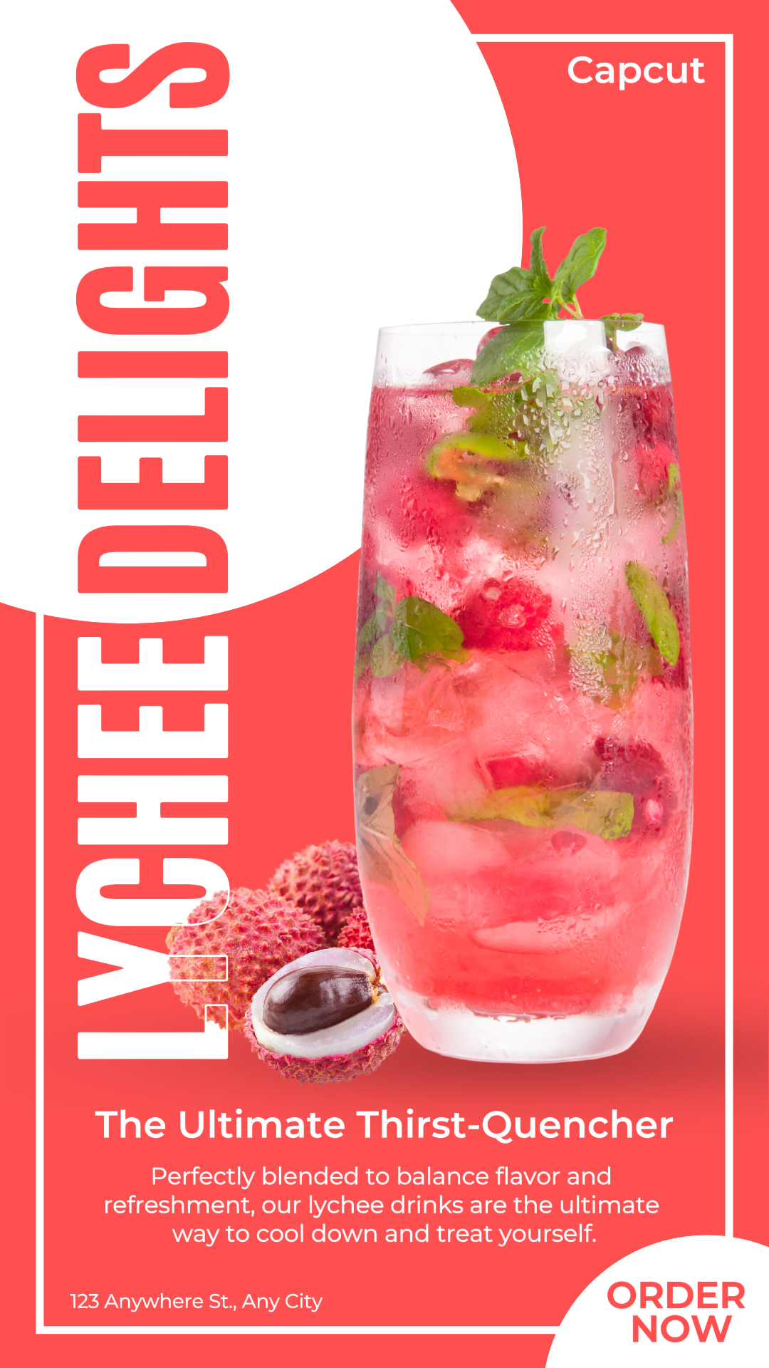 Foods & Beverage - Marketing Poster Product display IG Story Eye-catching style Lychee Drinks