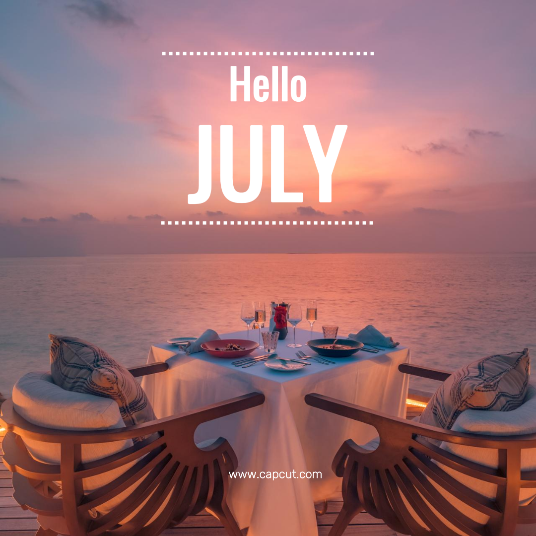 Olá julho Criativo Poster Intagram Post Branco marrom