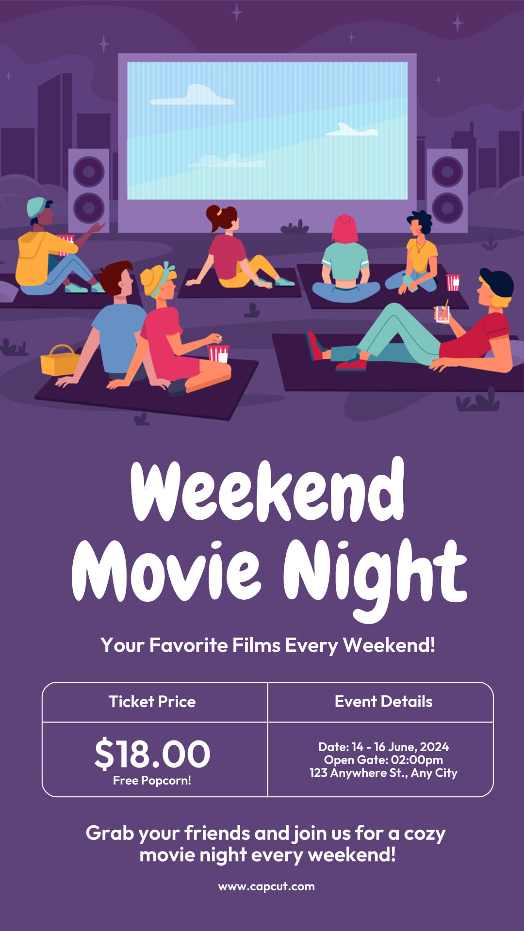 Cartel de marketing de entretenimiento Noche de película de fin de semana Historia de Instagram