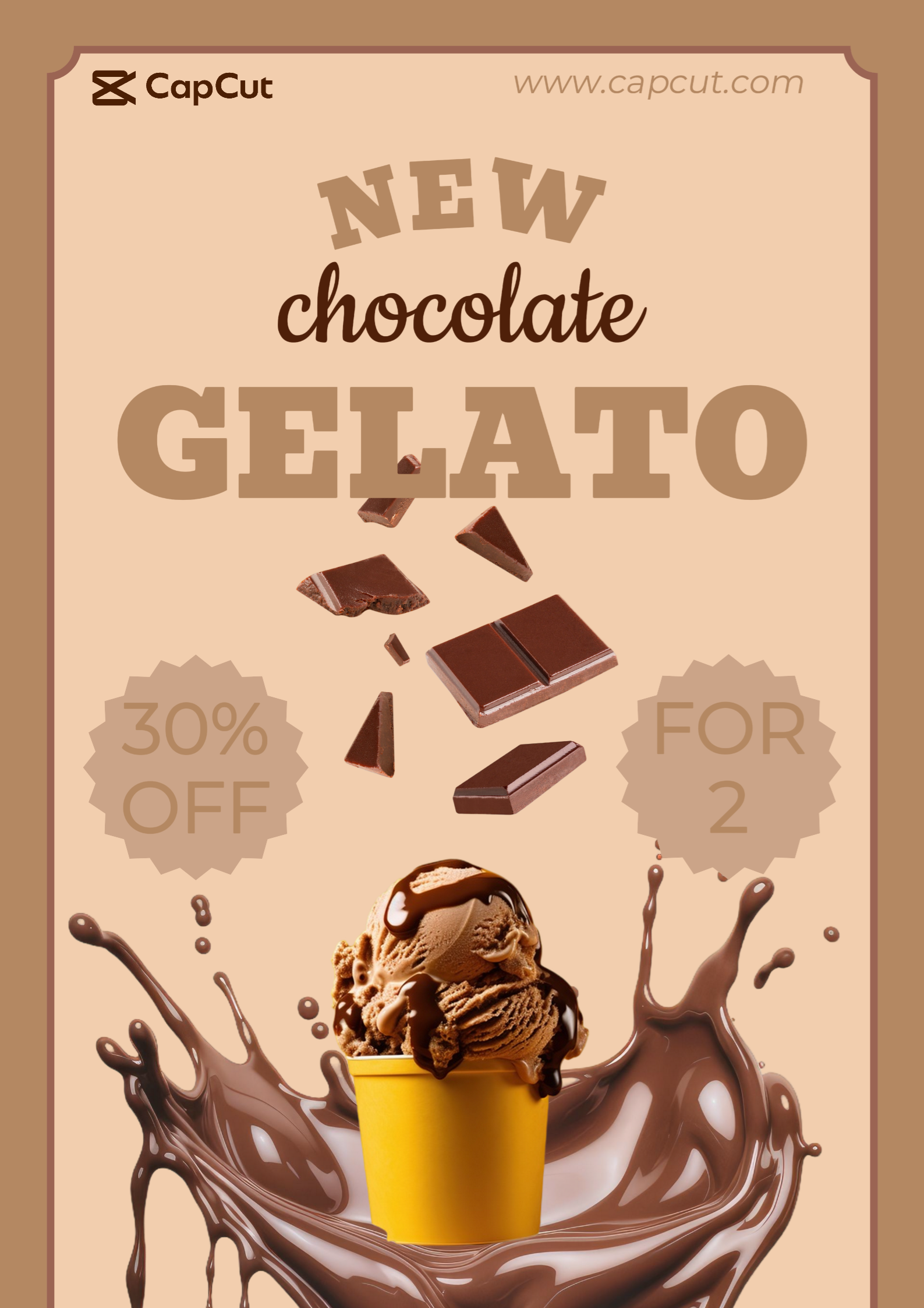 Brown Chocolate Gelato Promotion Marketing Poster