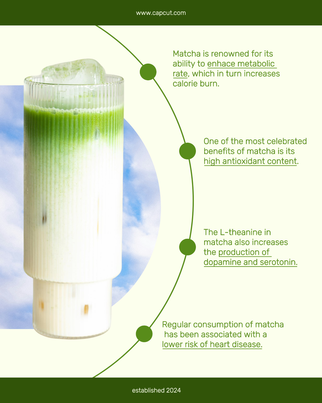 Food & Beverages Matcha Marketing Poster Benefits 