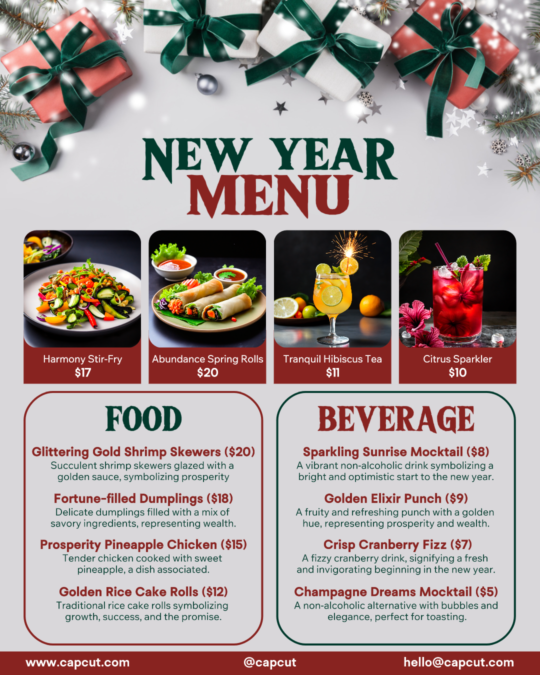 New Year's Day Menu Instagram Portrait