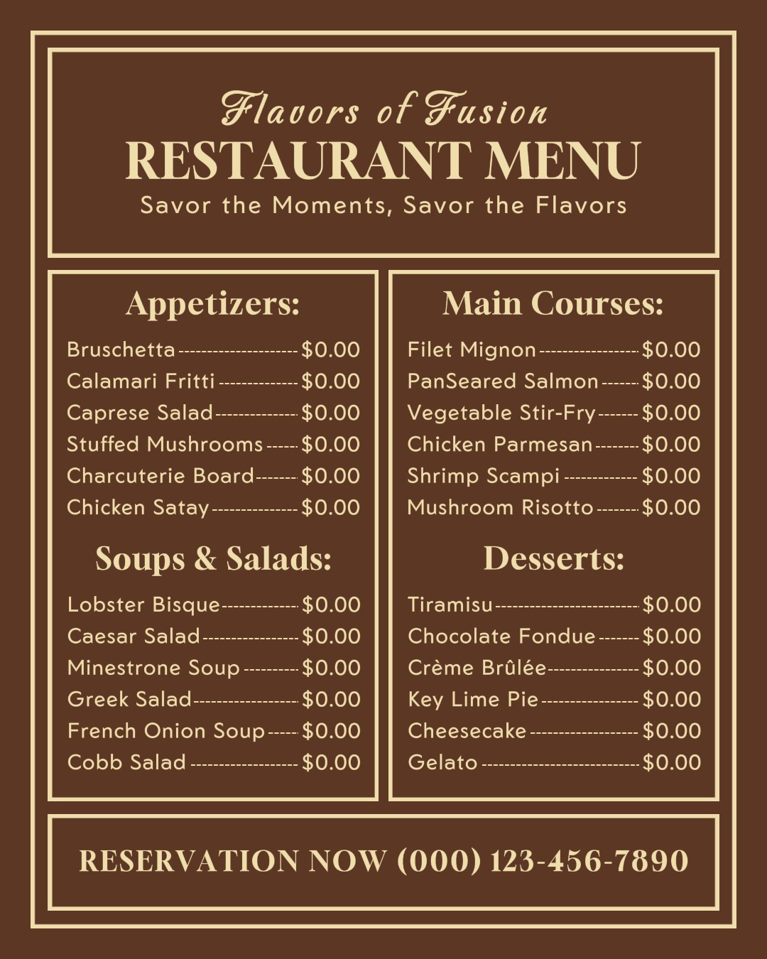 Restaurante menu instagram post