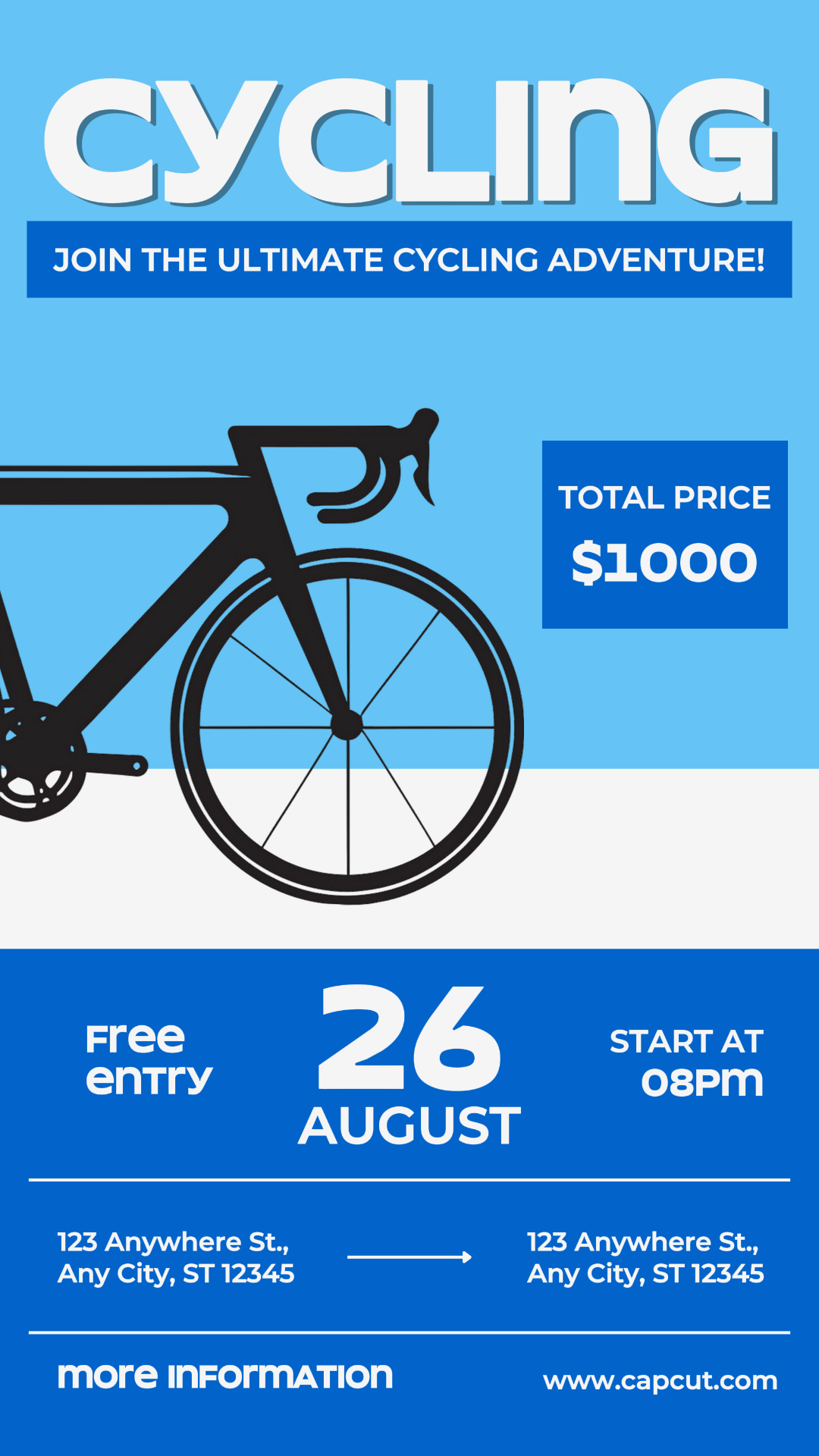 Affiche de marketing sportif et de match Cycling Instagram Story Blue