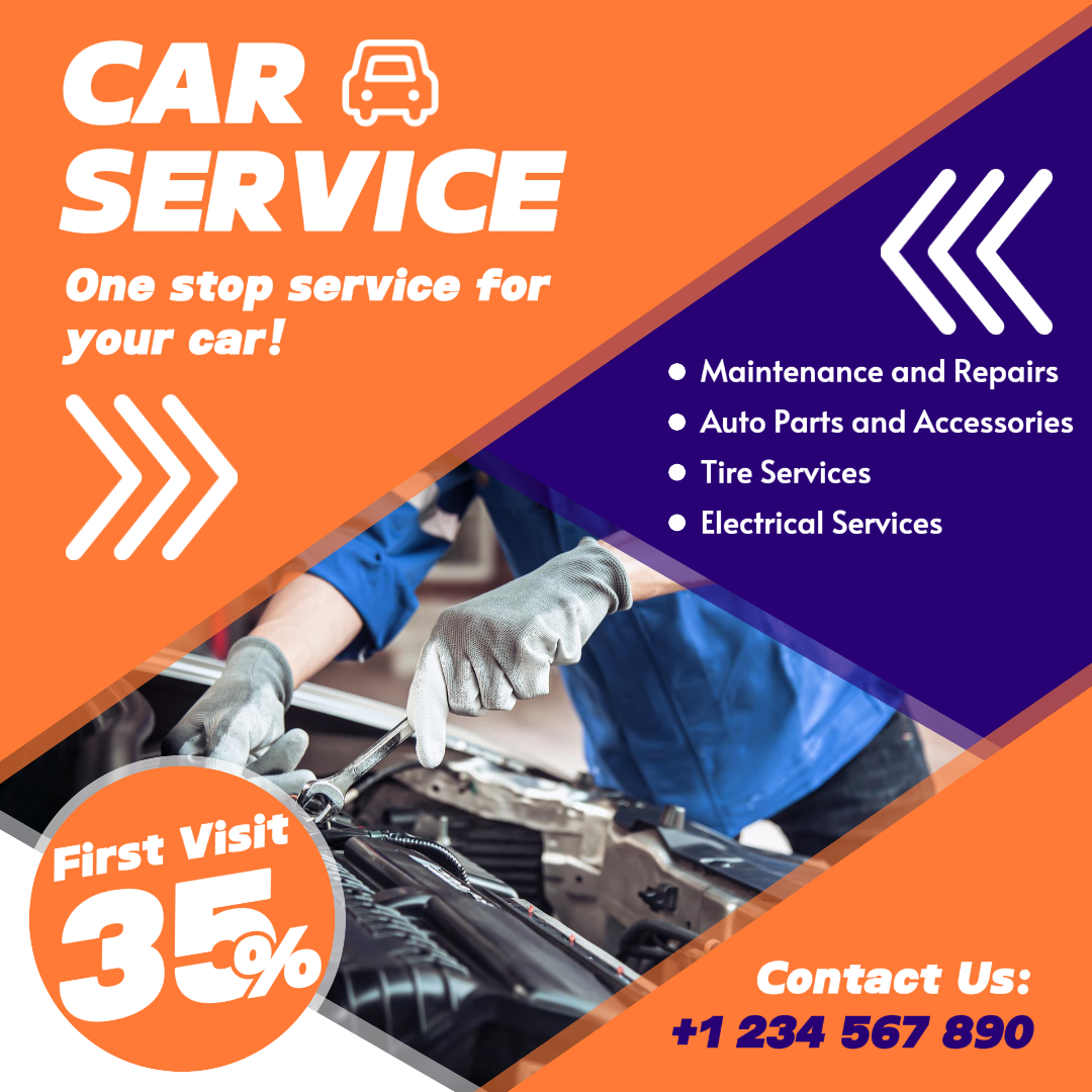 Live Service Car Service Instagram Post Orange Blue