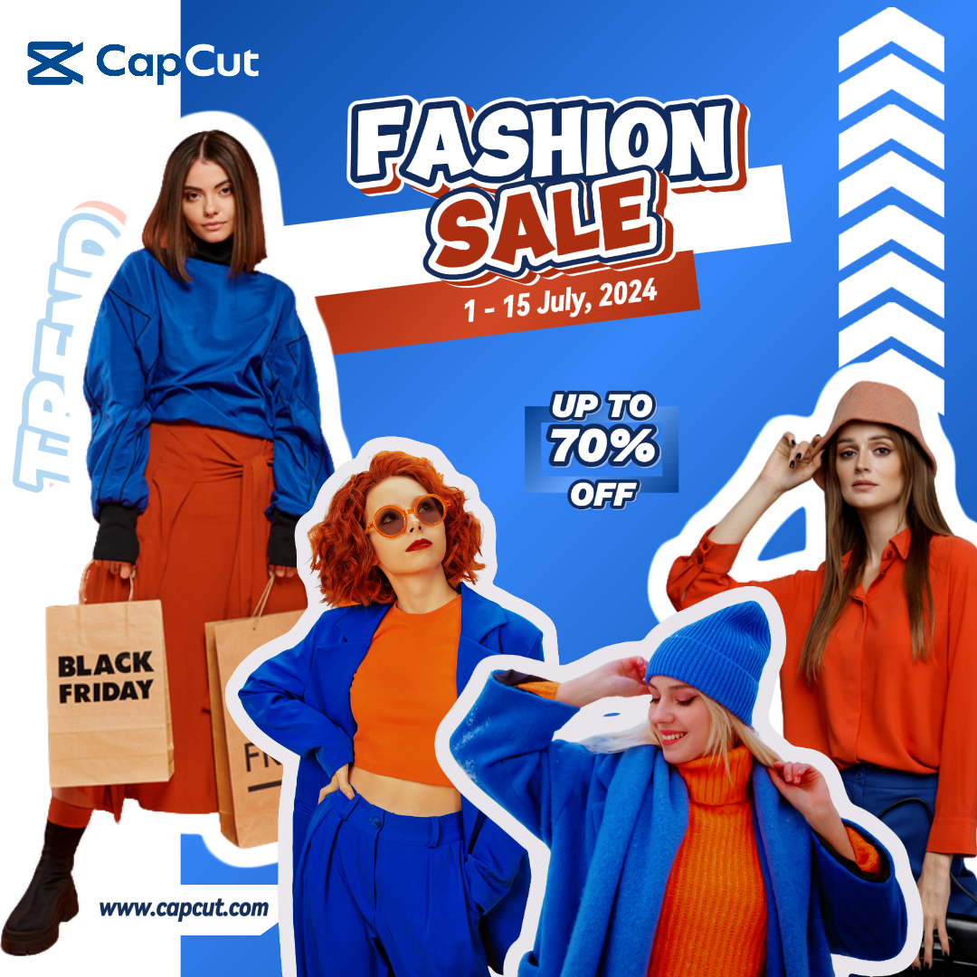 Tone on Tone Fashion Sale Marketing Poster Instagram Post Rot Blau Modern Style