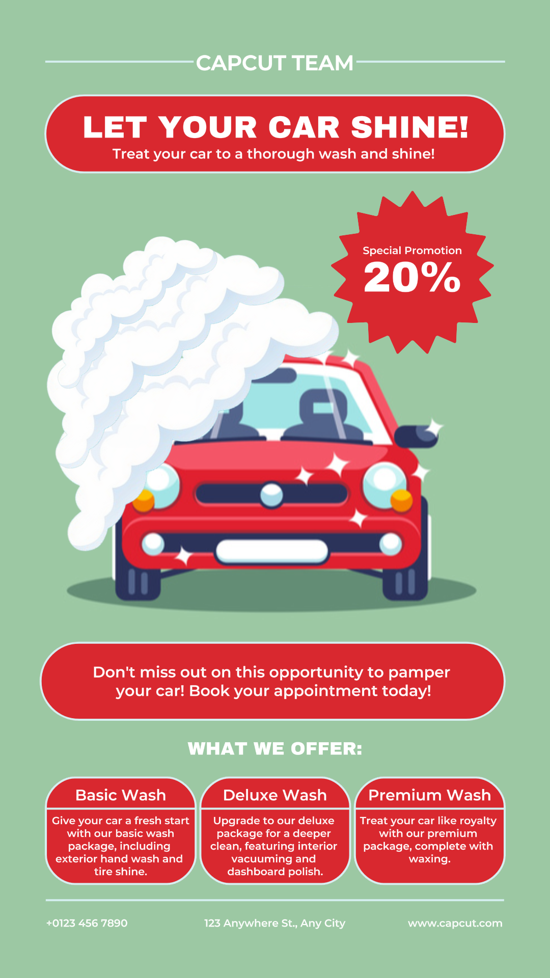 Cartel de marketing de coches Promoción de lavado de coches Historia de Instagram