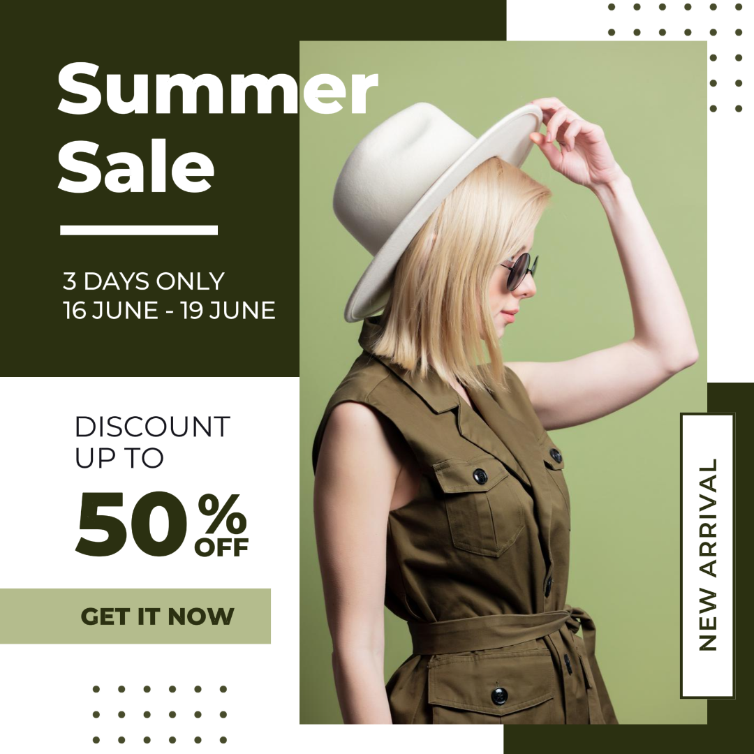 Summer Sale Marketing Poster Instagram Post Army Green