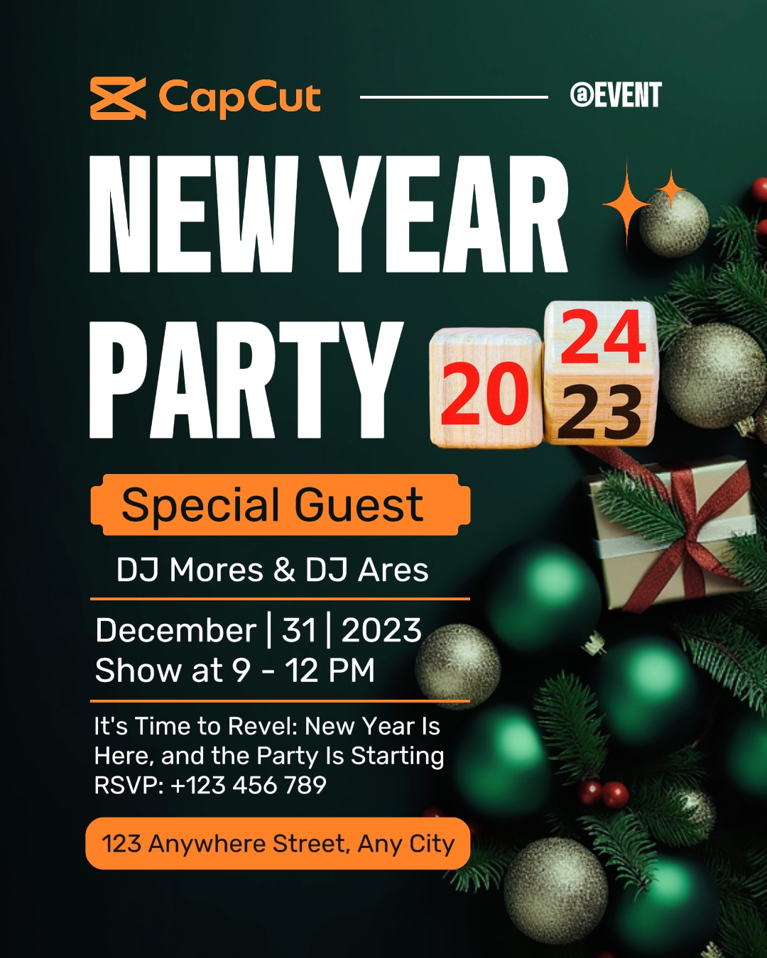 Neujahrsparty 2024 mit DJ Instagram Post