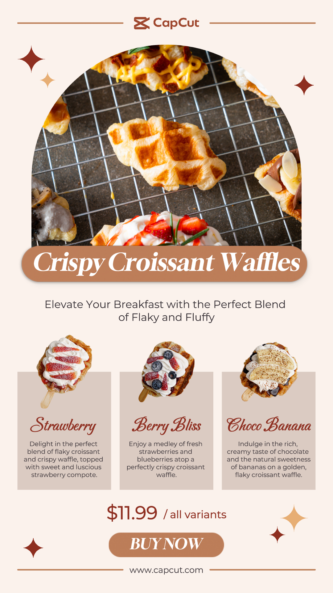 Food & Beverage - Marketing Poster Product Display Crispy Croissant Waffles Instagram Story