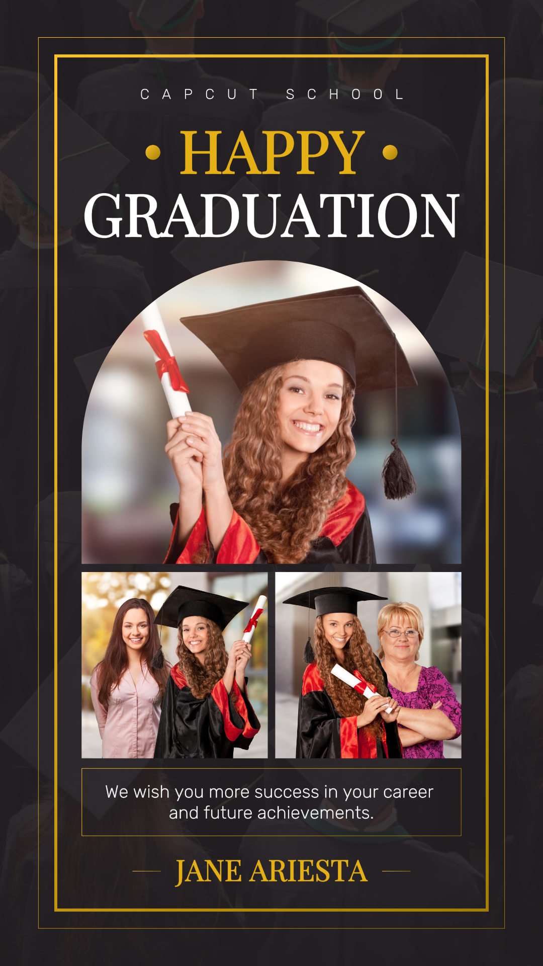 Graduation Season Greeting TikTok Elegant Black