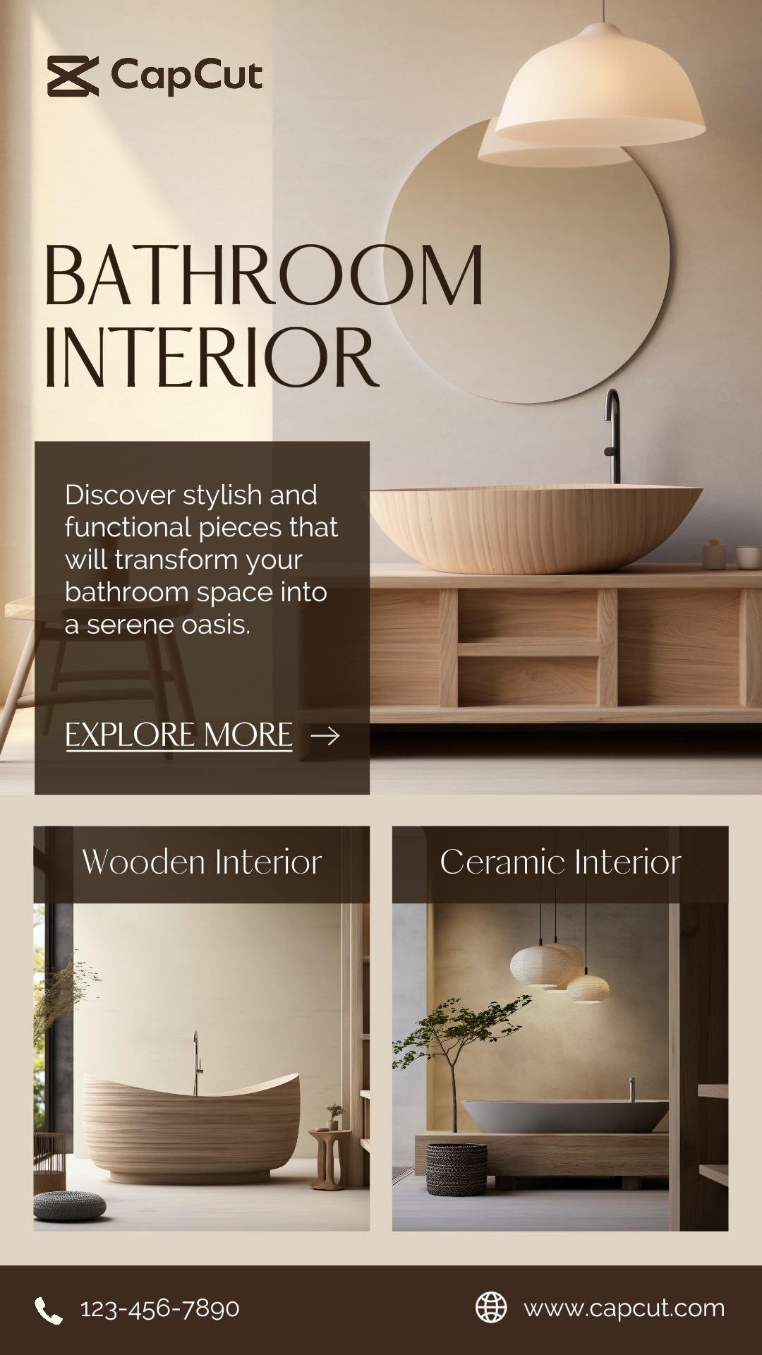 Household Marketing Poster Bathroom Interior Instagram Story Delicate Style