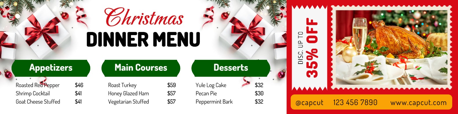 Christmas Dinner Menu Promotion LinkedIn Banner