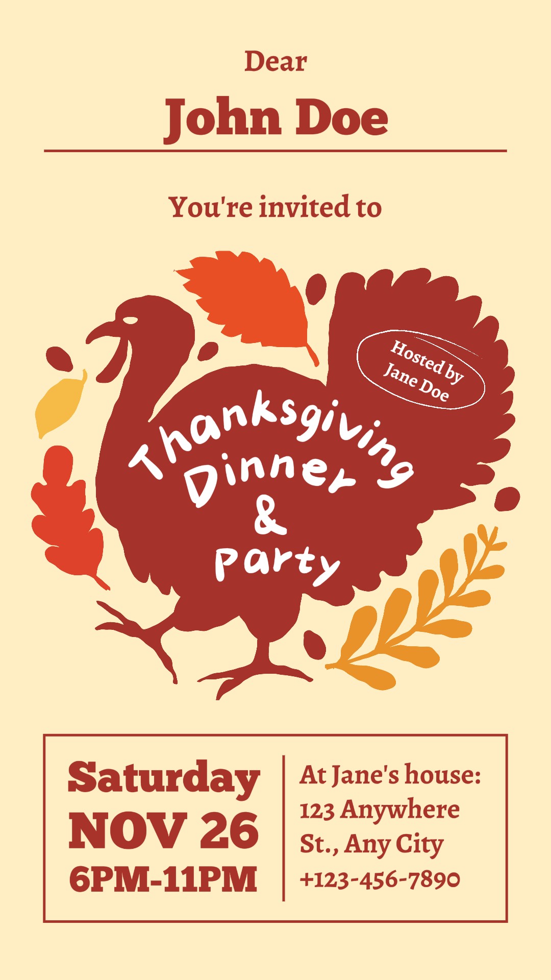 Thanksgiving Dinner Invitation Instagram Story