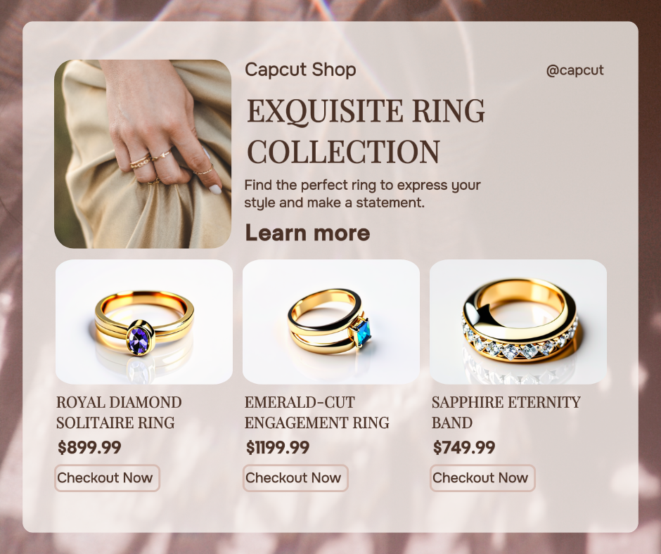 Mode Industrie Frau Ring Produkt Display Facebook Post