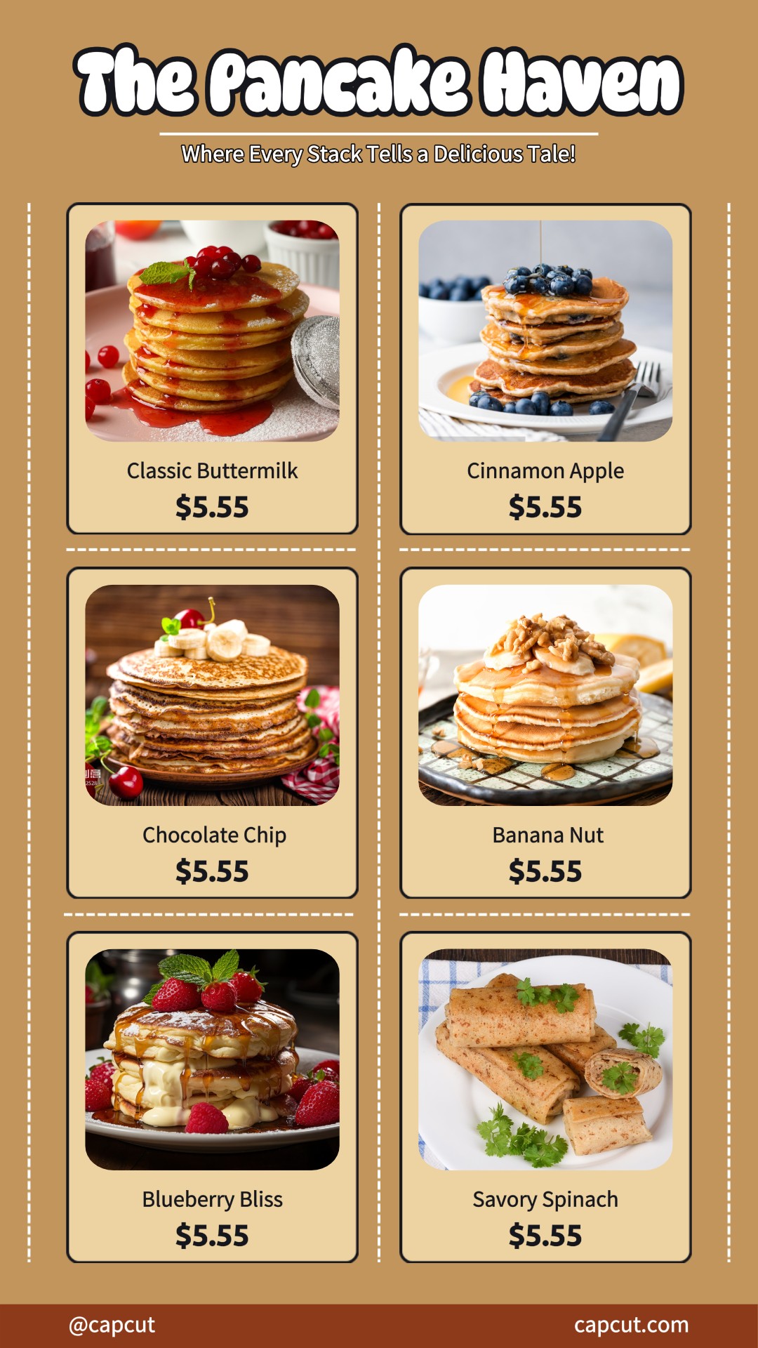 Panqueca de comida Menu Instagram Story