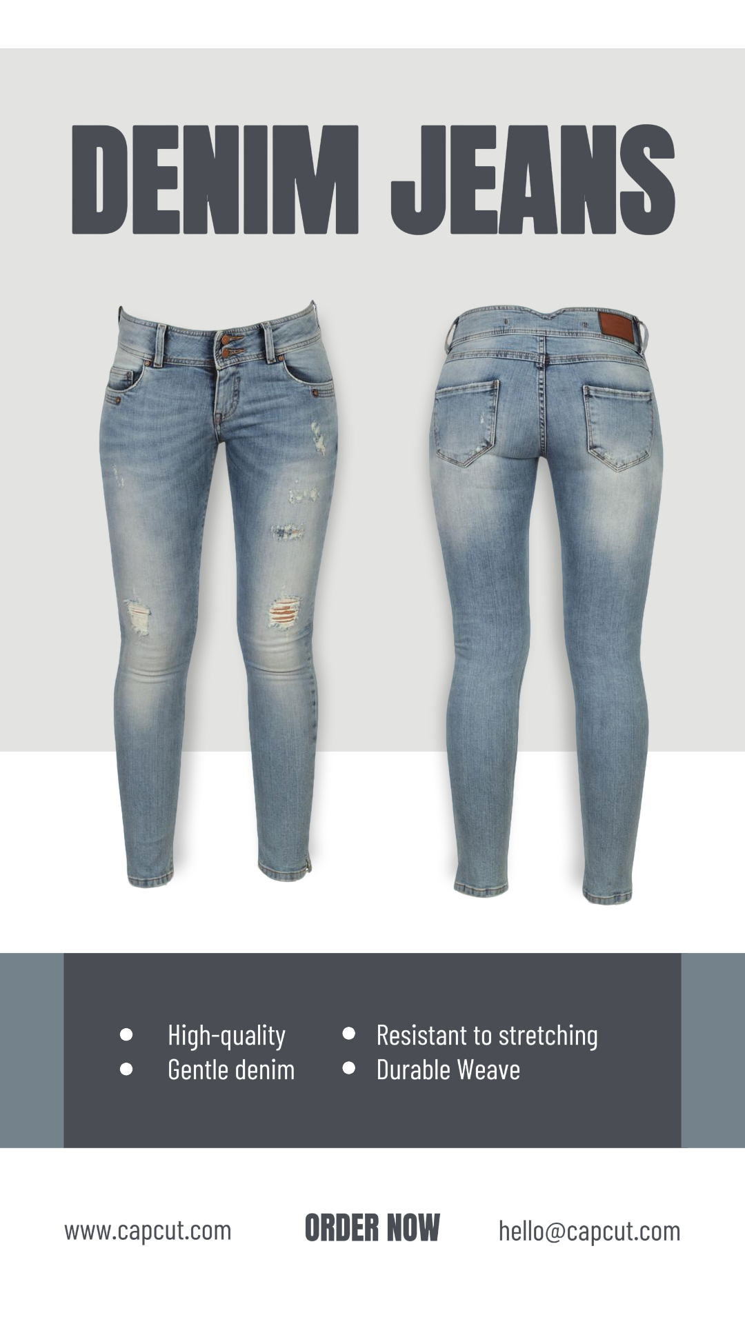 Poster Pemasaran Pakaian dan Sepatu Denim Jeans Tampilan Proroduct Instagram Story