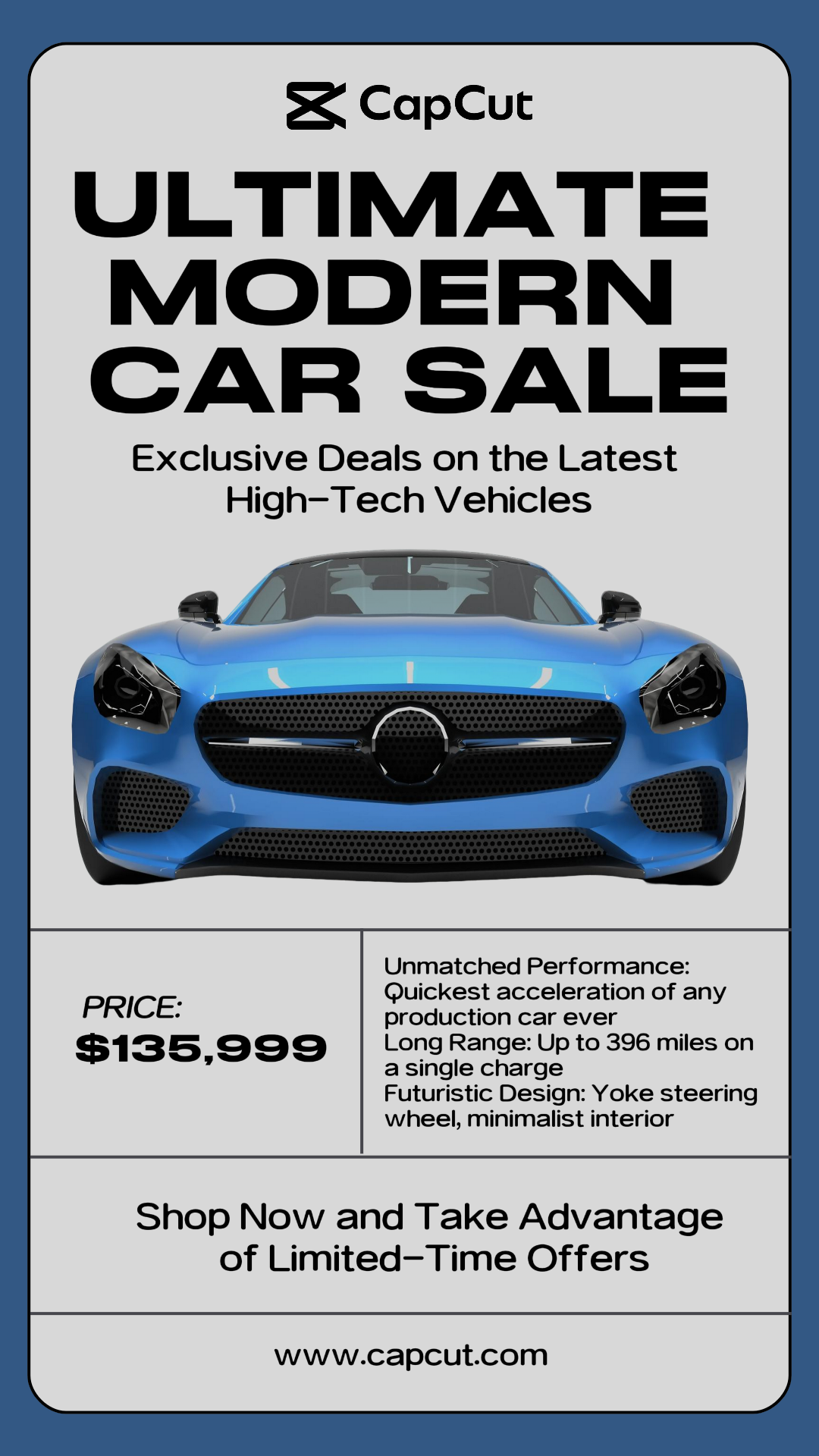 Coches - Cartel de marketing Venta de coches Instagram Story Blue