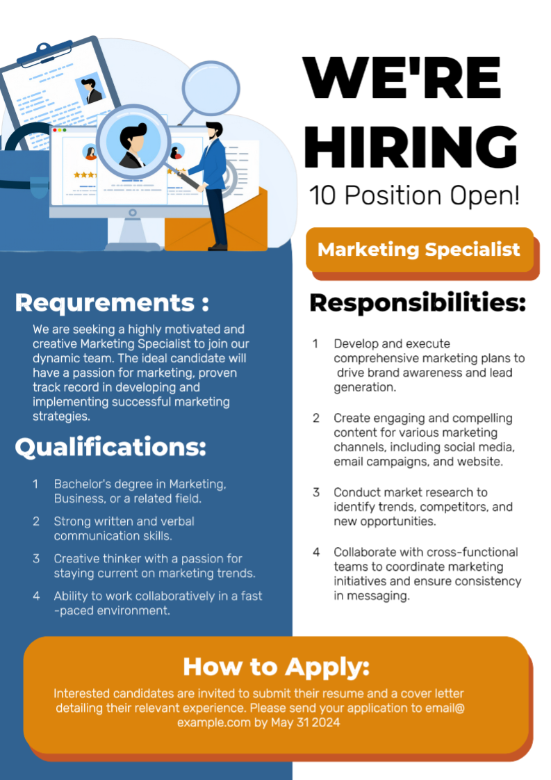  Poster de procura de emprego ou contratação de empresas 