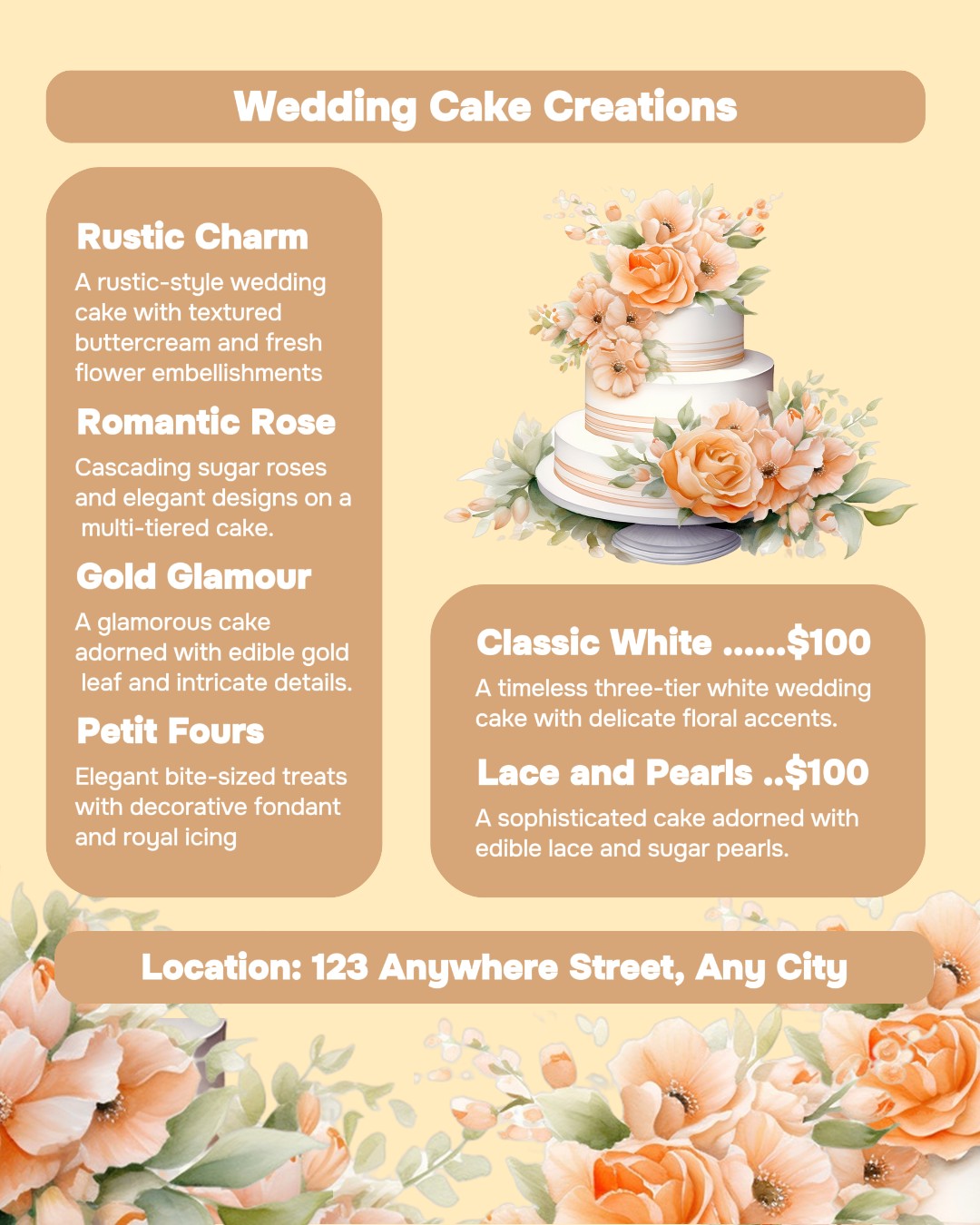 Menü Hochzeitstortenkreationen