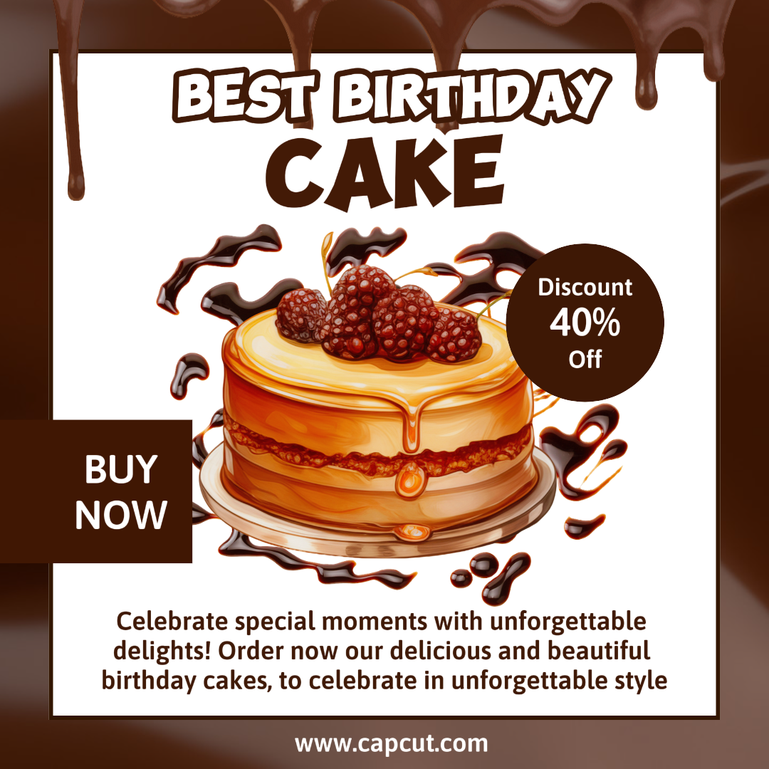 Birthday Cake Sale Instagram Post Modern Brown