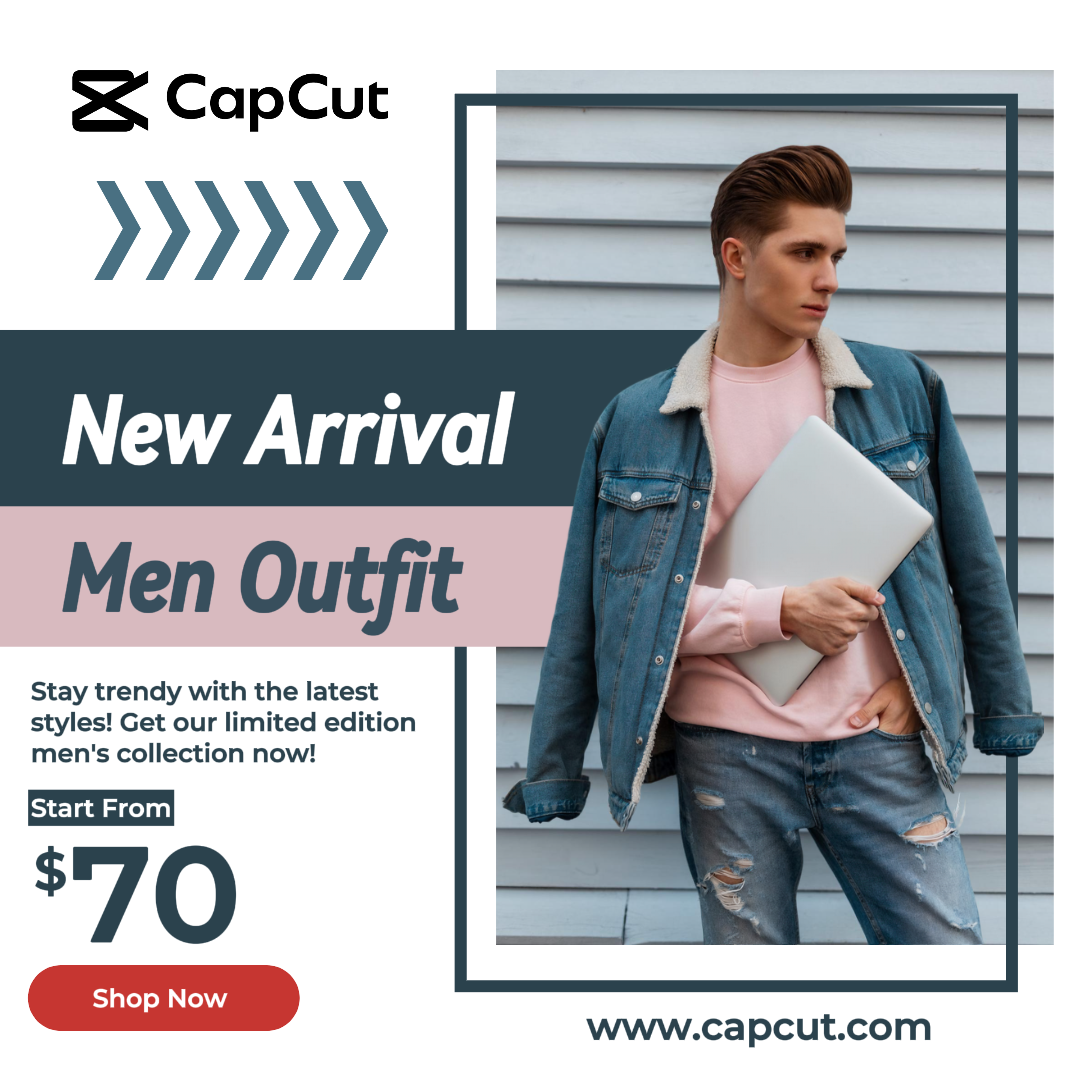 Nueva llegada Ropa de atuendo para hombres - Cartel de marketing Publicación de Instagram Azul oscuro y rosa