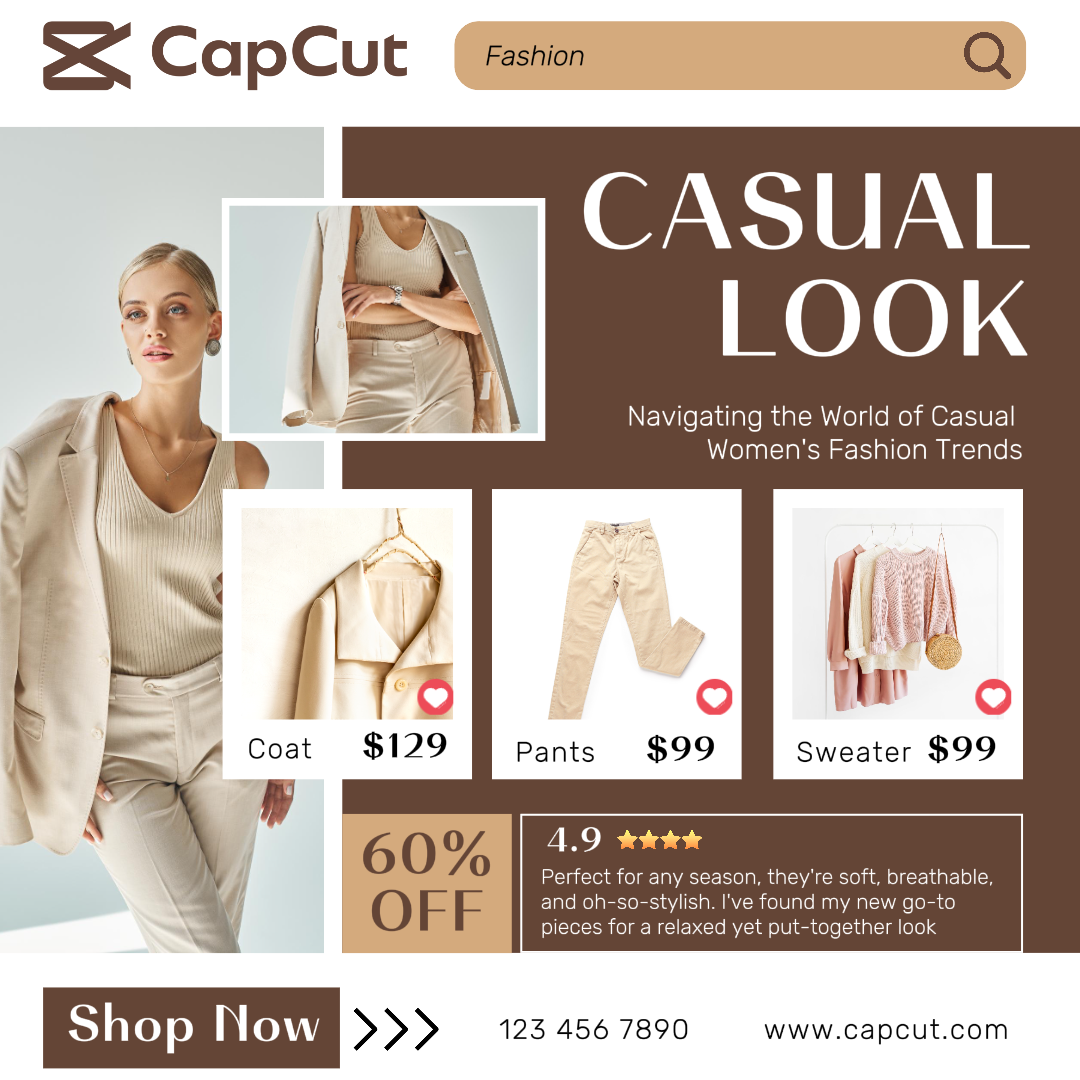 Promoción De Look Casual De Moda Publicación De Instagram