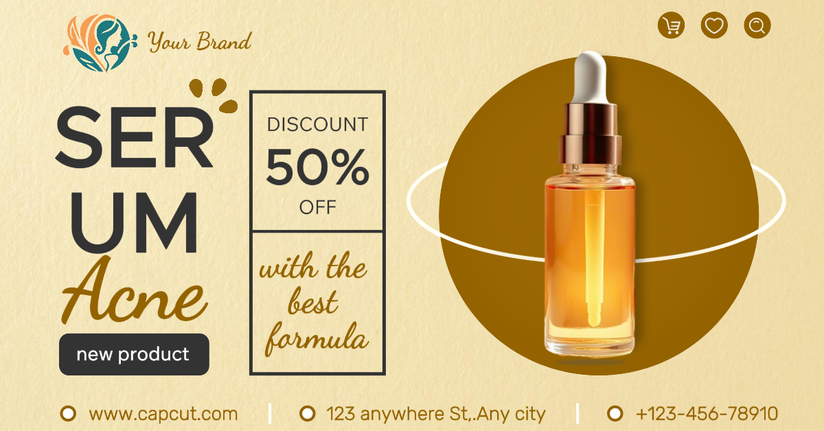 Iklan Facebook Promosi produk perawatan kulit perawatan kecantikan Iklan aplikasi Facebook berwarna krem dan cokelat