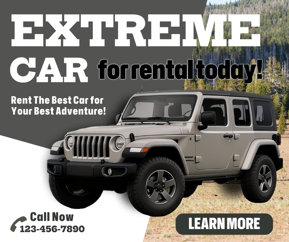 Cars Car rent facebook post Extreme car rent desert theme
