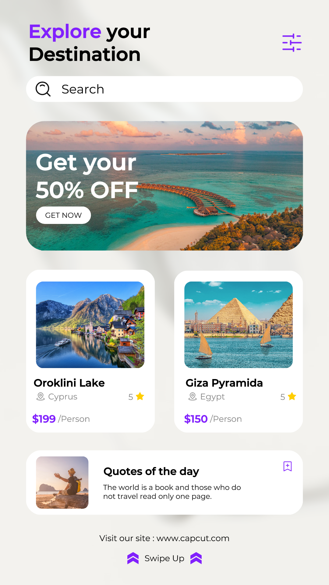 Reisen - Kreatives Poster Instagram Story moderne weiße Seite