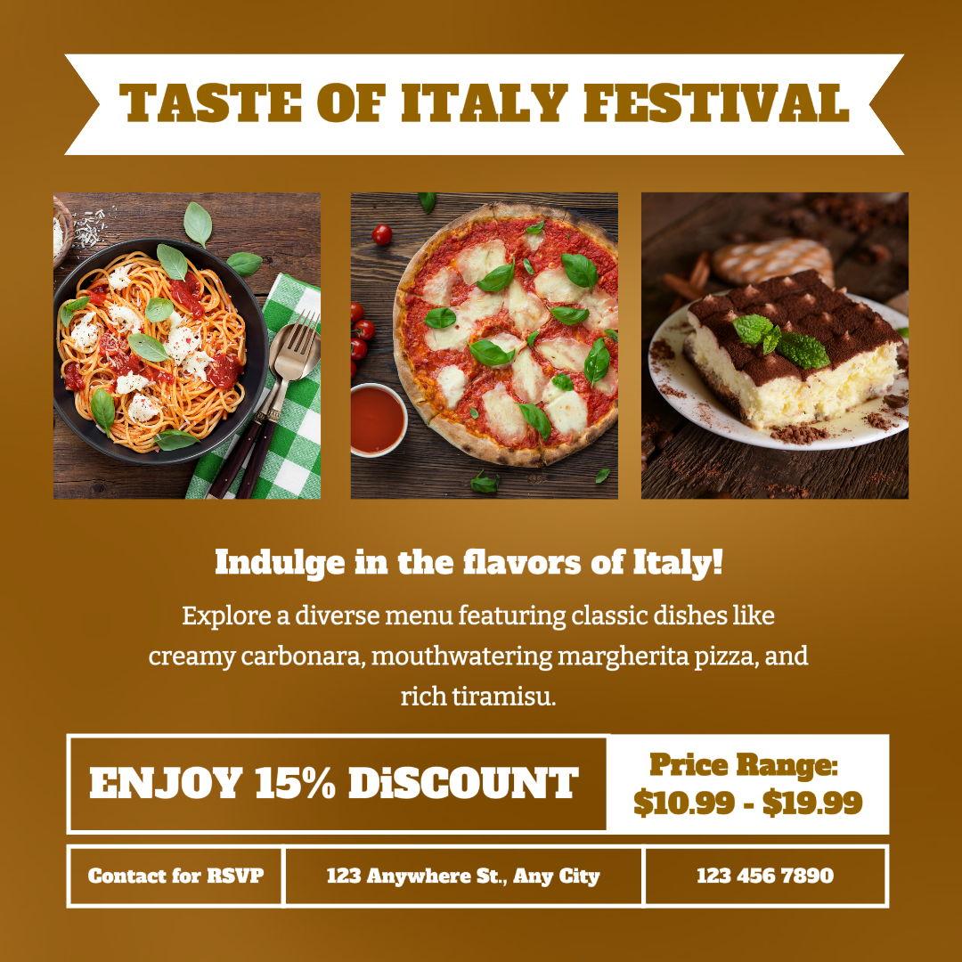 Promosi Makanan postingan instagram makanan festival italia