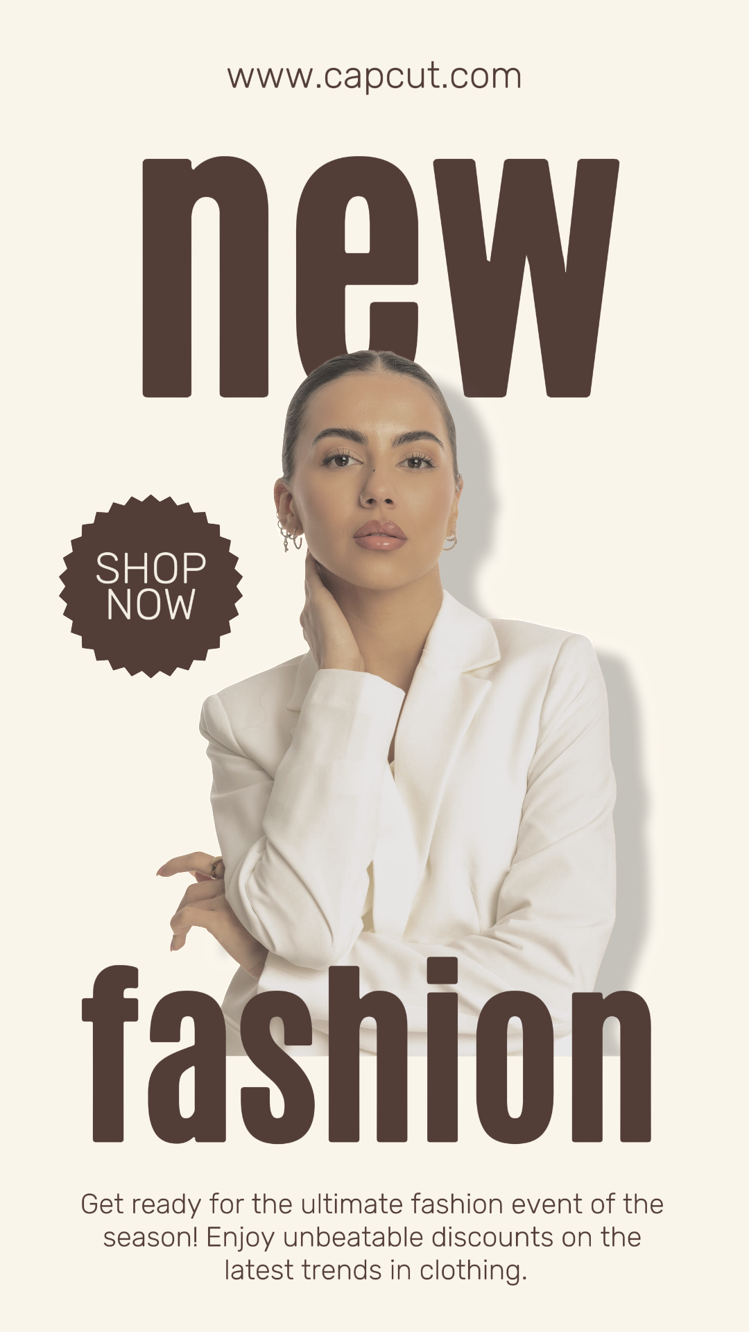 Cartel de marketing de collage minimalista Ropa de historia de Instagram Beige Marrón 