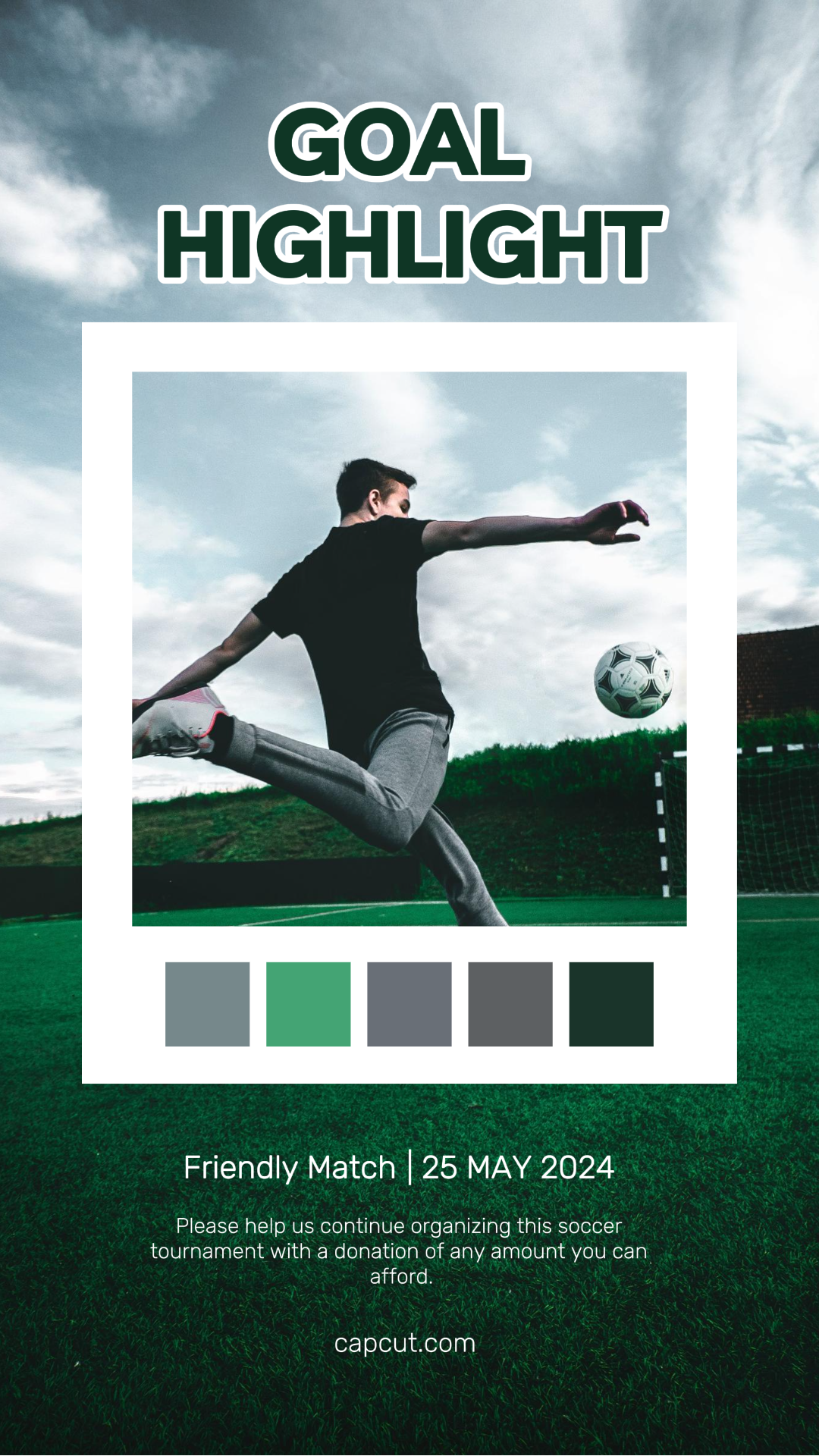 Match Creative Poster Instagram Story Goal Highlight Collage blanc Fond vert