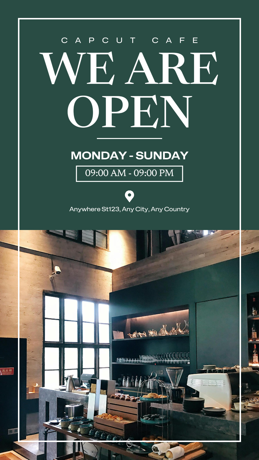 Cartel de marketing de negocios y oficinas Instagram Story Cafe Apertura