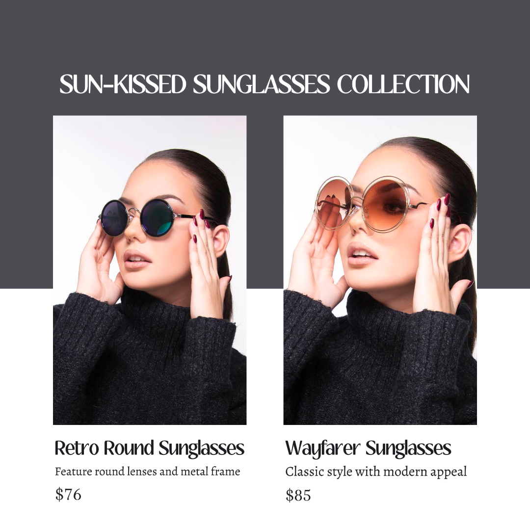 Jewelry and Accessories Sunglasses Display Instagram Post Black and White